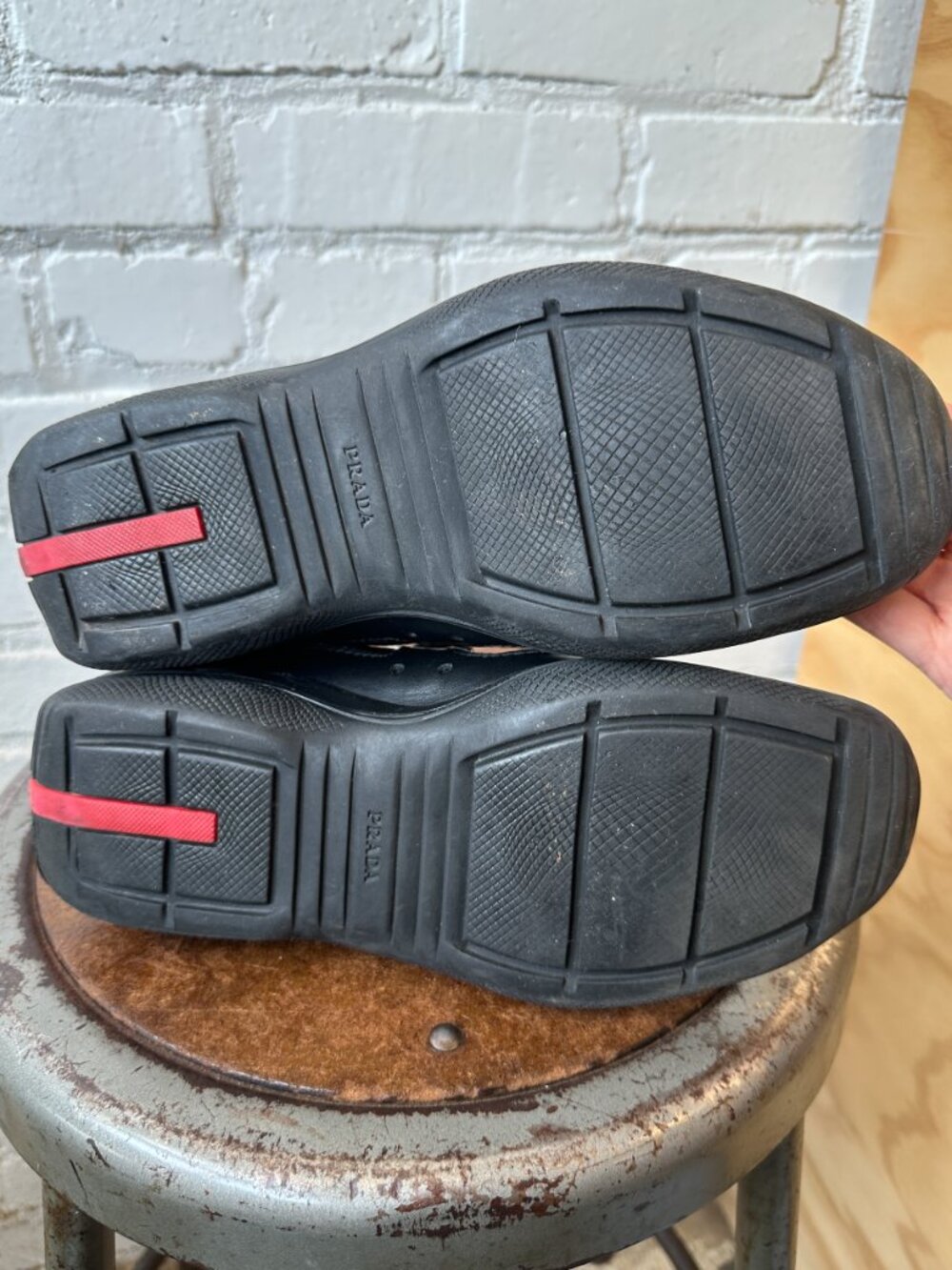 Prada America's Cup Original Black Leather & Mesh Low Top Sneakers - UK Size 6 - Picture 6 of 8